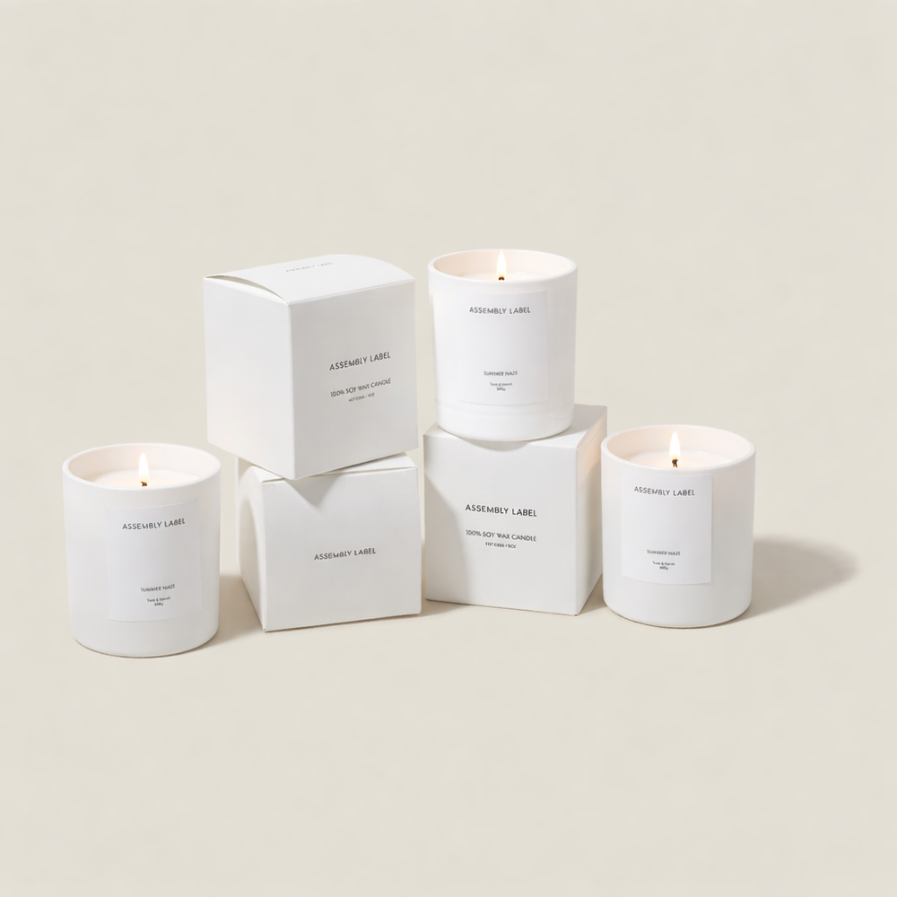 Branded Large Chic Candle - White Glass (MOQ Required)