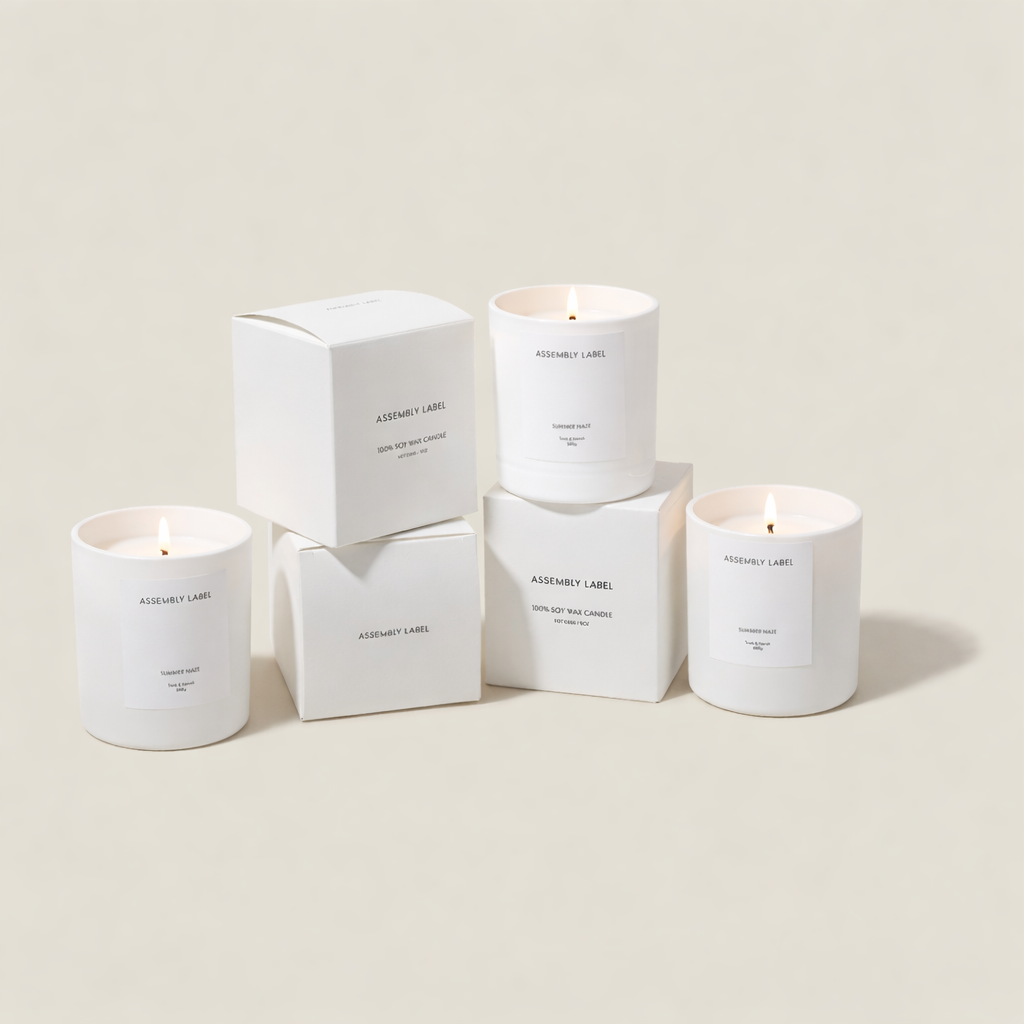 Branded Large Chic Candle - White Glass (MOQ Required)