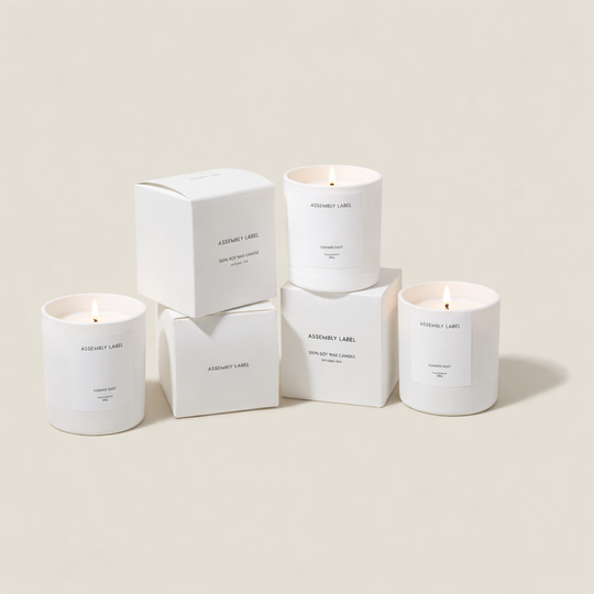 Branded Large Chic Candle - White Glass (MOQ Required)