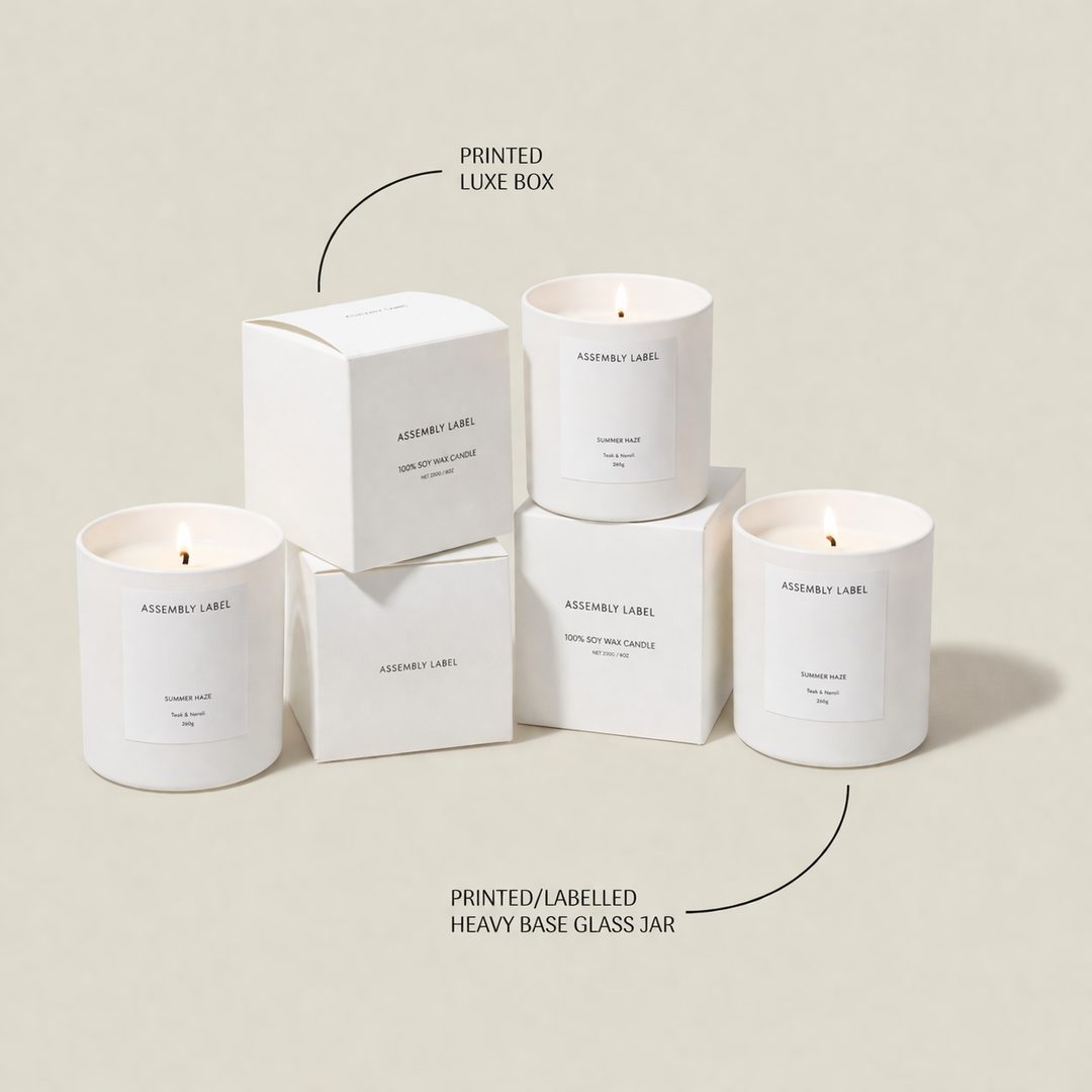 Branded Large Chic Candle - White Glass (MOQ Required)